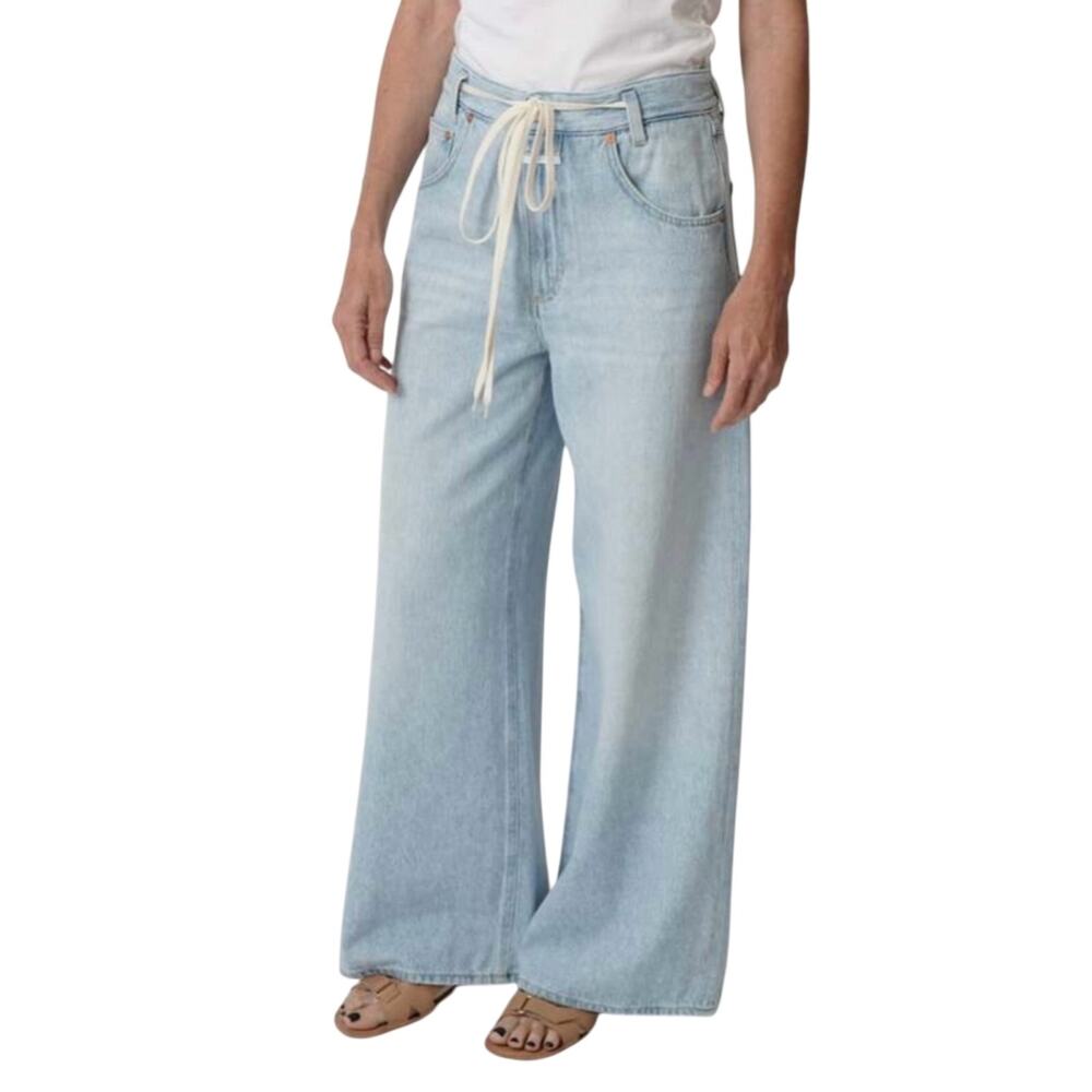 Closed NWT Morus Wide Leg Light Wash Denim Drawstring Jeans Women’s Size 28